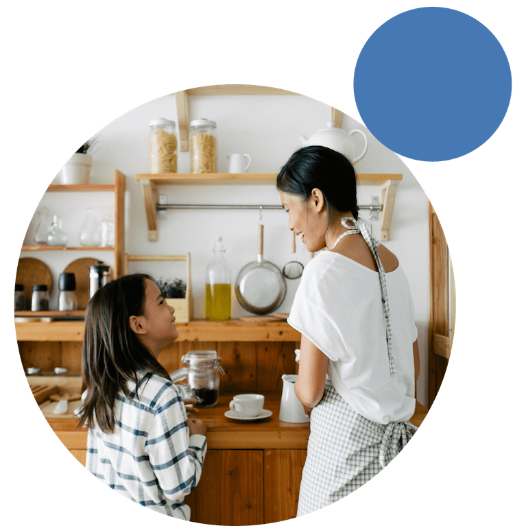 mother and daughter in the kitchen