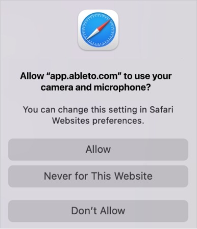 Desktop Safari Allow Camera Mic