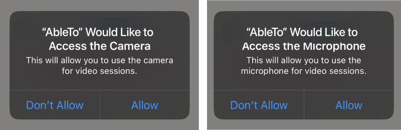 iphone App camera mic allow